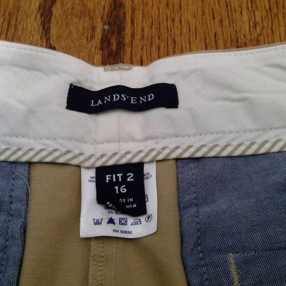 Land's End Plus Size 16 Khaki Pocketed Shorts Belt Loops - Picture 5 of 11